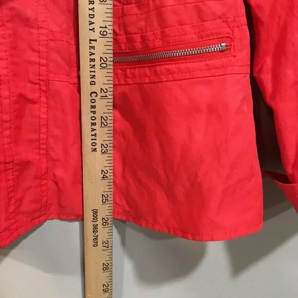 Laura Ashley Womens L Full Zip Lined Jacket Red Zip Pockets Laced Collar Classic - Picture 6 of 10